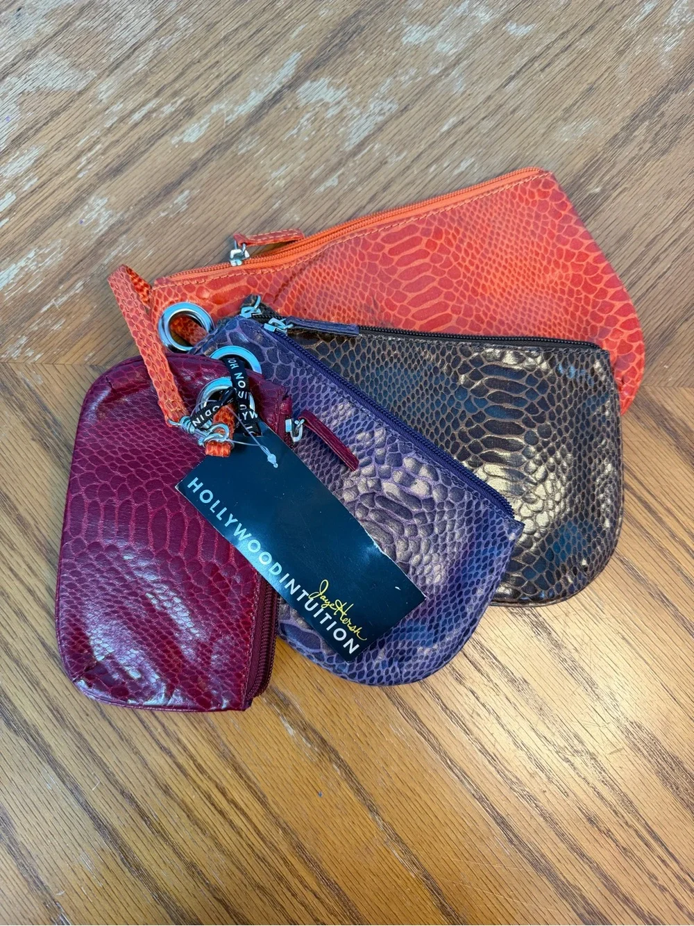 Multi-Color Snake-Embossed Wristlet Set